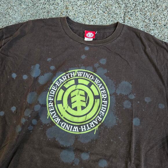 Vtg Y2k ELEMENT SKATEBOARDS Paint Splatter Crest Graphic Skate T Shirt XL USA - Picture 3 of 6